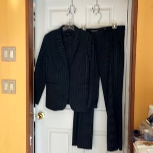 Pinstripe woman pant suit size 12 black polyester